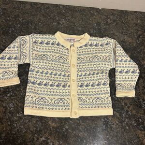 Harlequin Designs Vintage 90s Toddler Baby Sweater 100% Cotton 24 M cars Bunnies